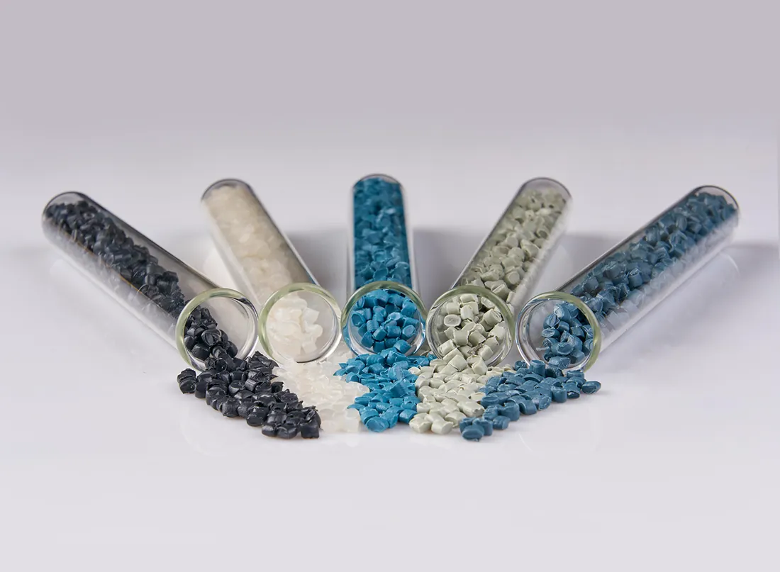 Test tubes of RECOTHENE™ pellets fanned out